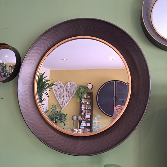 Decorative Large Round Mirror - Olive Green