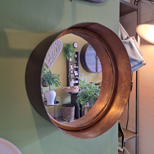 Decorative Round Cylinder Mirror - Olive Green